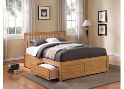 5ft King Size Pentre 2 Drawer Storage Oak Finish Wood Bed Frame 1
